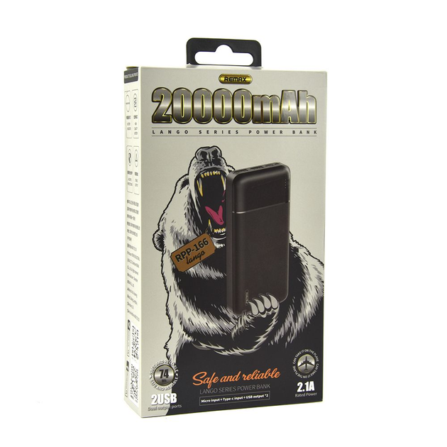 Павербанк Remax RPP-166 Lango 20000 mAh Чорний