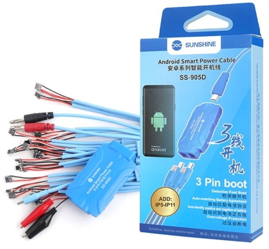 Power supply cable with connectors for connecting Sunshine SS-905D V7.0 boards, for iPhone 6 - iPhone 13 Pro Max, Android