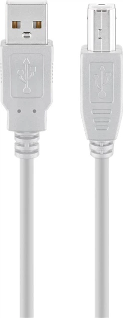 Шнур USB (шт.A-шт.В), version 2,0, діам.-4,5мм, 3м., сірий