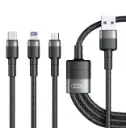 USB Cable XO NB-Q191 3in1 Micro+Lightning+Type-C 40W 1.2m Fast Charging (Black)