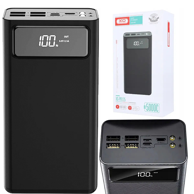 Павербанк XO PR125 Digital Display 50000 mAh (Чорний)