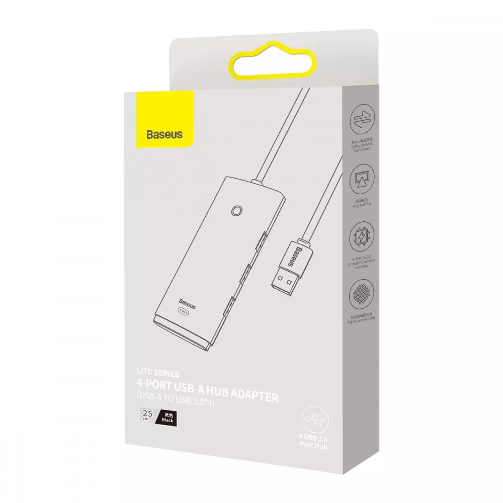 USB Hub Baseus Lite Series 4-in-1 (USB-A to USB 3.0*4) (0.25m)
