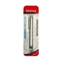 The stylus is capacious, with a hole for mounting, white