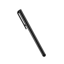 The stylus is capacitive, with a plastic handle, aluminum, black