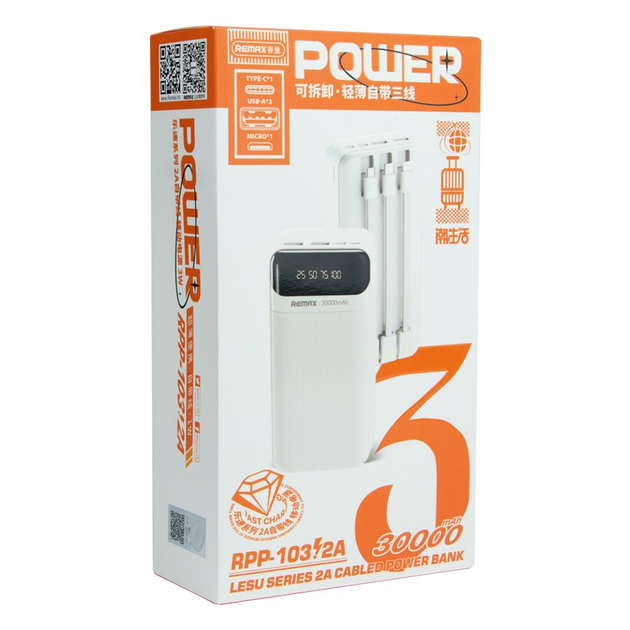 Павербанк Remax RPP-103 Lesu Series 30000 mAh (Білий)