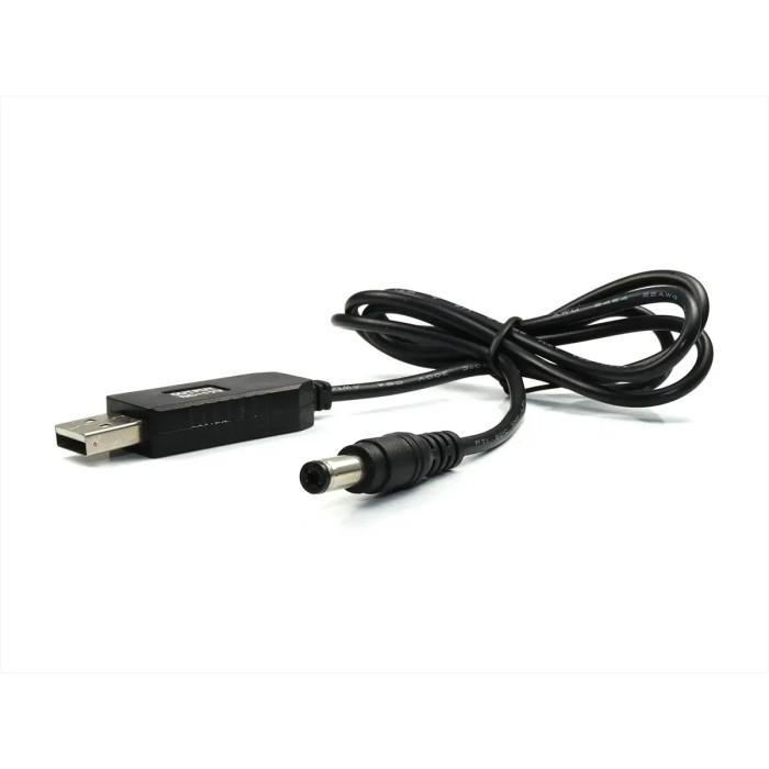 USB cable for router with voltage converter 5V - 12V USB - DC 5.5 x 3.5 0.5A 1m black