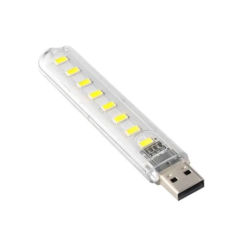 Mini flashlight with 8 LEDs, USB lamp, LED