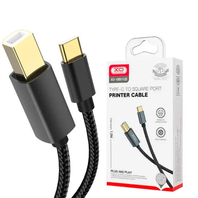 Cable for printer XO GB010B USB2.0 Type-C to USB-B 1.5m