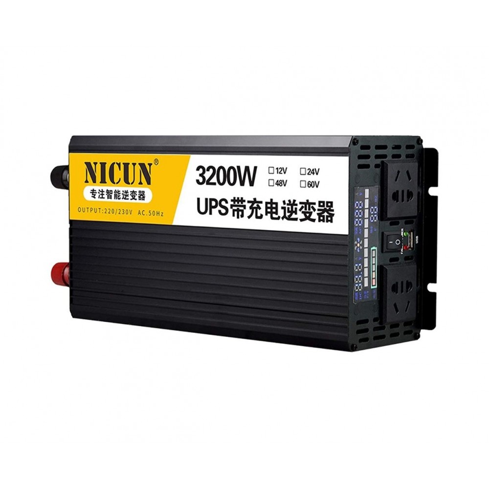 Інвертор перетворювач напруги Nicun SFX24-220 3200W DC 24V - AC 220V з функцією заряджання аккумулятора