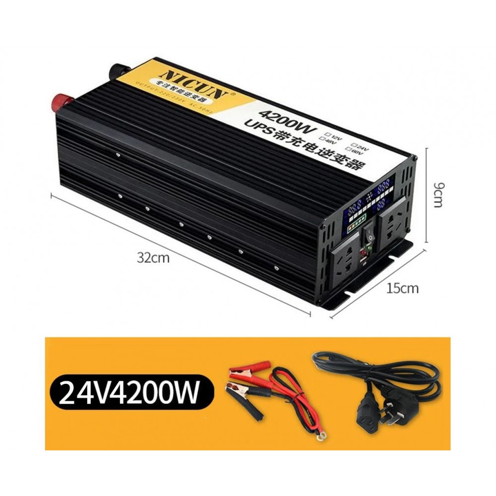 Інвертор перетворювач напруги Nicun SFX24-220 4200W DC 24V - AC 220V з функцією заряджання аккумулятора