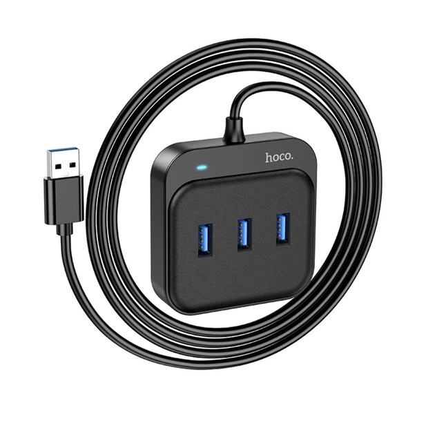 USB-Хаб Hoco HB31 Easy 4 in 1 (USB to USB3.0+USB2.0*3) (1,2m) (чорний)