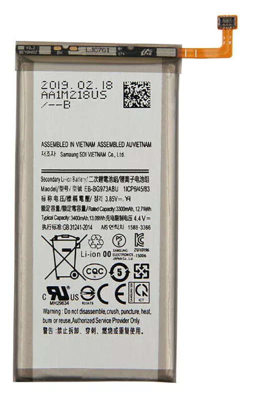Акумулятор EB-BG973ABU для Samsung G973 Galaxy S10, Li-ion, 3,85 B, 3400 мАг, (PRC)