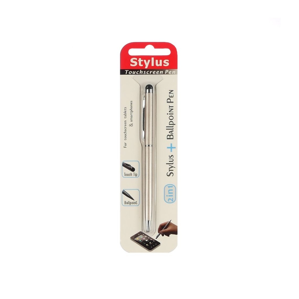 Capacitive stylus PS100, with ballpoint pen, metal, gold