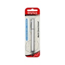 Capacitive stylus, with ballpoint pen, metal, silver.