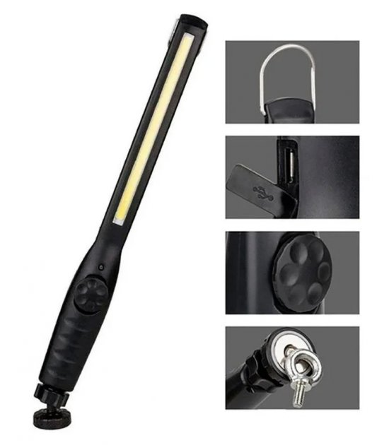 Ліхтар акумуляторний JW821 (LED COB) з регулюванням яскравості + магніт