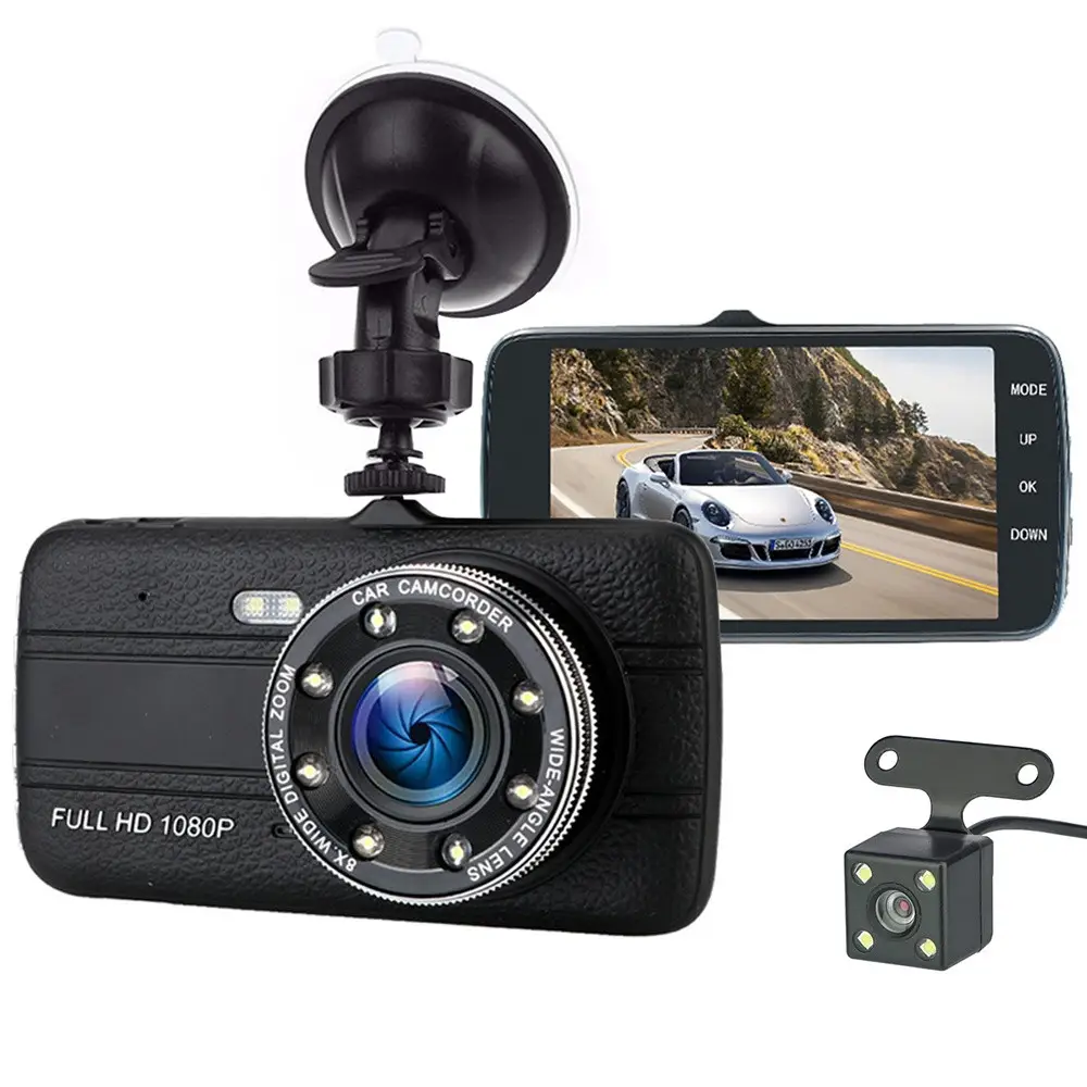 DVR T9 (C12) FHD 1080P, LCD 4.0 ", TF Card 32 GB/CLASS 10 with a rearview camera