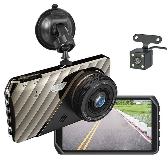 Відеореєстратор H18 FHD 1080P, LCD 4.0", TF card 32 Gb/Class 10 з камерою заднього виду