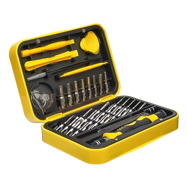 Aida A-8819 tool set (handle, 28 bits, extension, straight tweezers, 3 blades, pick, suction cup, SIM key)