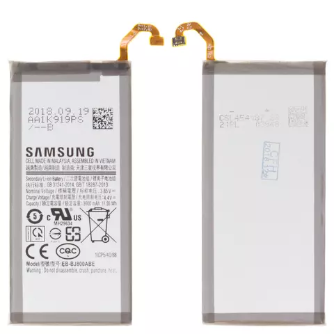 Акумулятор EB-BJ800ABE для Samsung A600 Dual Galaxy A6 (2018), J600 Galaxy J6, Li-ion, 3,85 B, 3000 мАг,  (PRC)