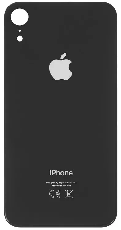 Back glass for iPhone XR Black (Big hole) HC