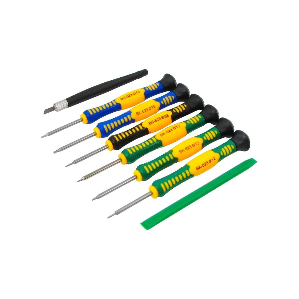 BAKU BK-6000-E tool set (Screwdrivers: T2, T5, T6, Y2.0, star 0.8, cross 1.2, 2-sided plastic spatula, scalpel)