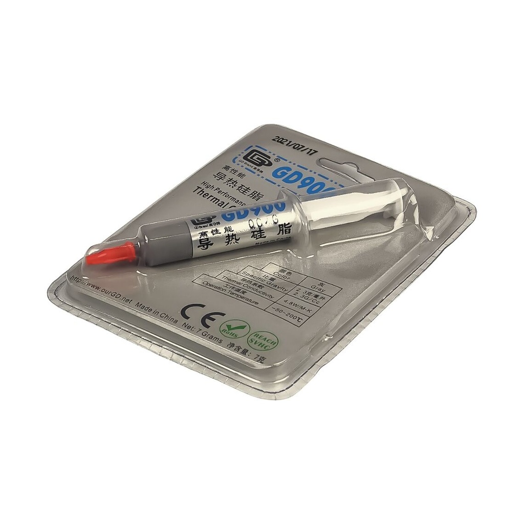 Thermal paste GD900, 7g, thermal conductivity 4.8 W/mK, density 2.3 g/cm3, plastic spatula, 2 finger pads