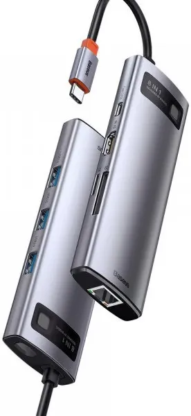 Type-C Hub Baseus AcmeJoy 8-Port Type-C HUB to HDMI+USB3.0*2+USB2.0+Type-C PD&Data+RJ45+SD/TF