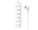 Power strip XO WL19 5-outlet+2USB+Type-C 10A/250V 2m (White)