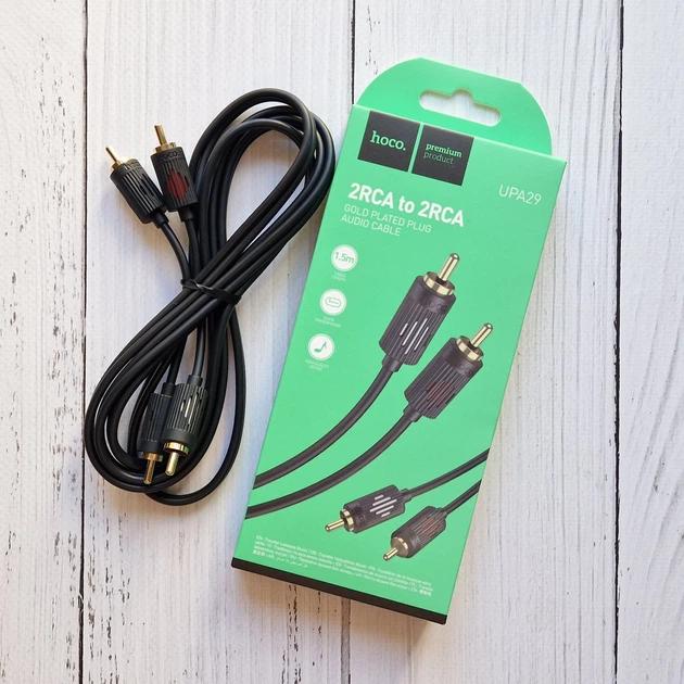 AUX Hoco UPA29 dual RCA double lotus audio cable 1.5m (Чорний)