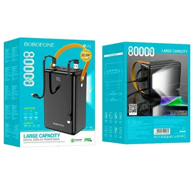 Павербанк Borofone BJ32 Terra 22.5W fully compatible 80000 mAh (Чорний)