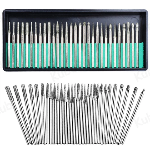 Drill bit set (30 pcs), diamond-coated cutters, shank d=3mm