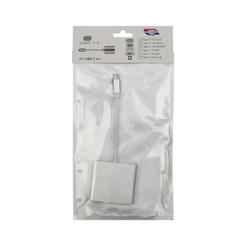 Мультіадаптер хаб Type-C - HDMI + USB3.0 + Type-C білі