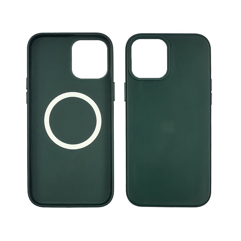 Накладка Leather Case WCMS  + MagSafe Box IPhone 12/12 Pro 2020 6.1" темно зелений