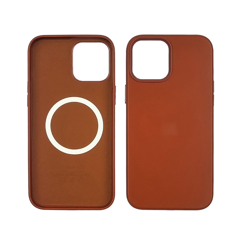 Накладка Leather Case WCMS  + MagSafe Box IPhone 12/12 Pro 2020 6.1" коричневий