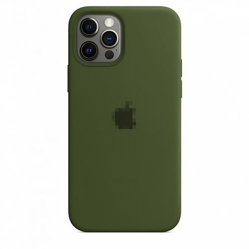 Накладка Silicone Case  Full Protective Metal Frame (AA) Box IPhone 12 Pro Max 2020 6.7" оливковий