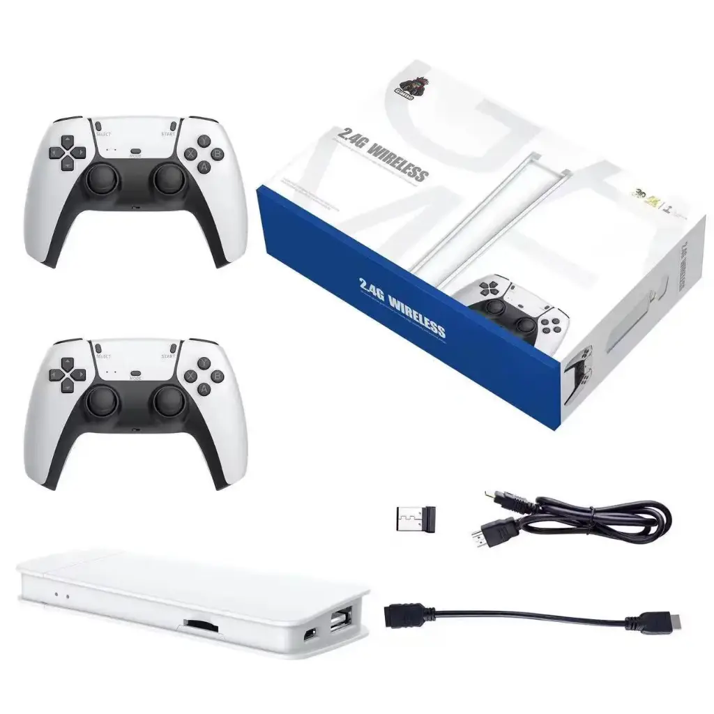 Портативна ігрова консоль M15 Game Stick 64Gb 4K HDMI + 2 бездротові джойстики консоль для TV 2.4G (Білий)