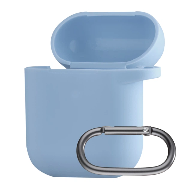 Чохол силикон AirPods 1/2 із карабіном небесно-блакитний (Sky Blue)