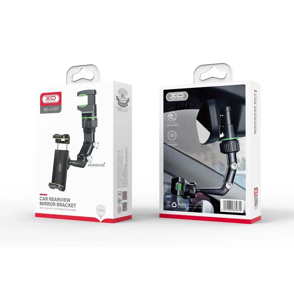 Car phone holder on the mirror black and green