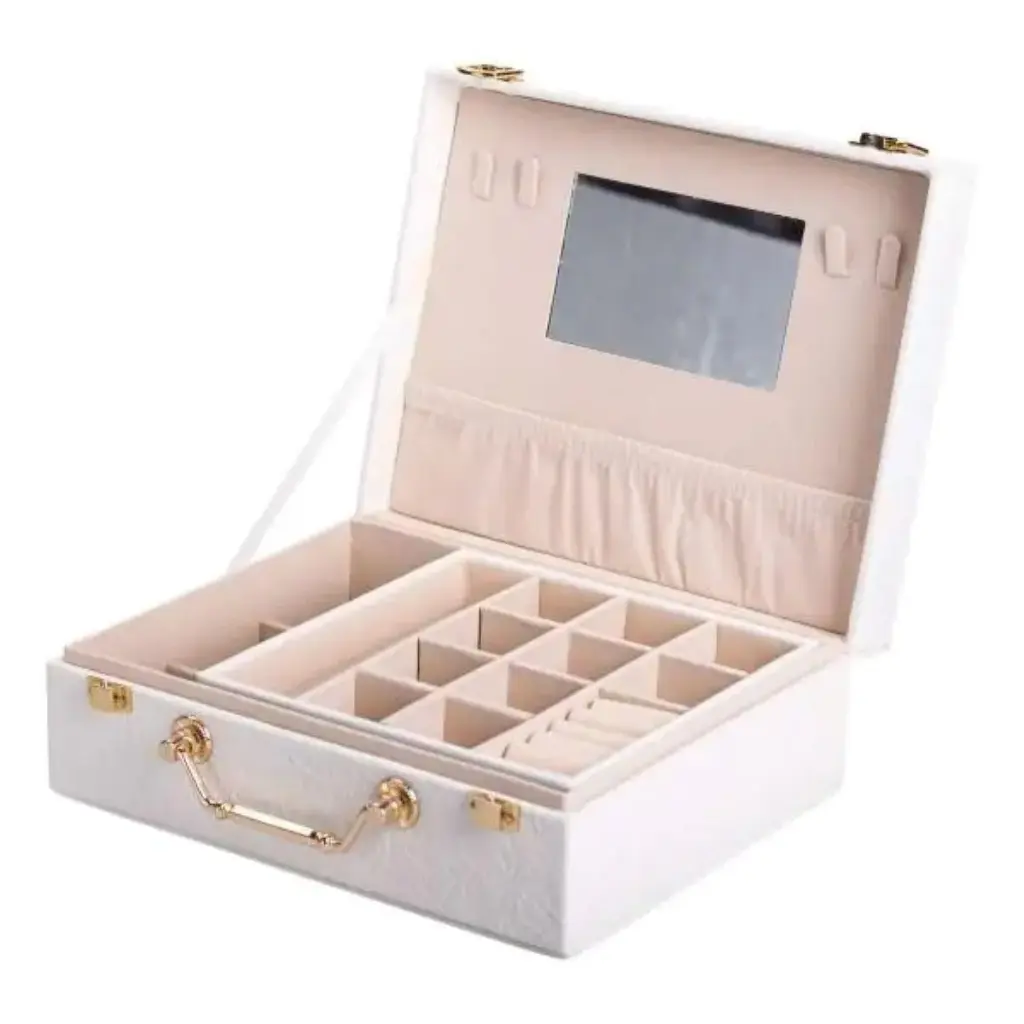 Jewelry box 24*19*8 cm made of eco-leather, white