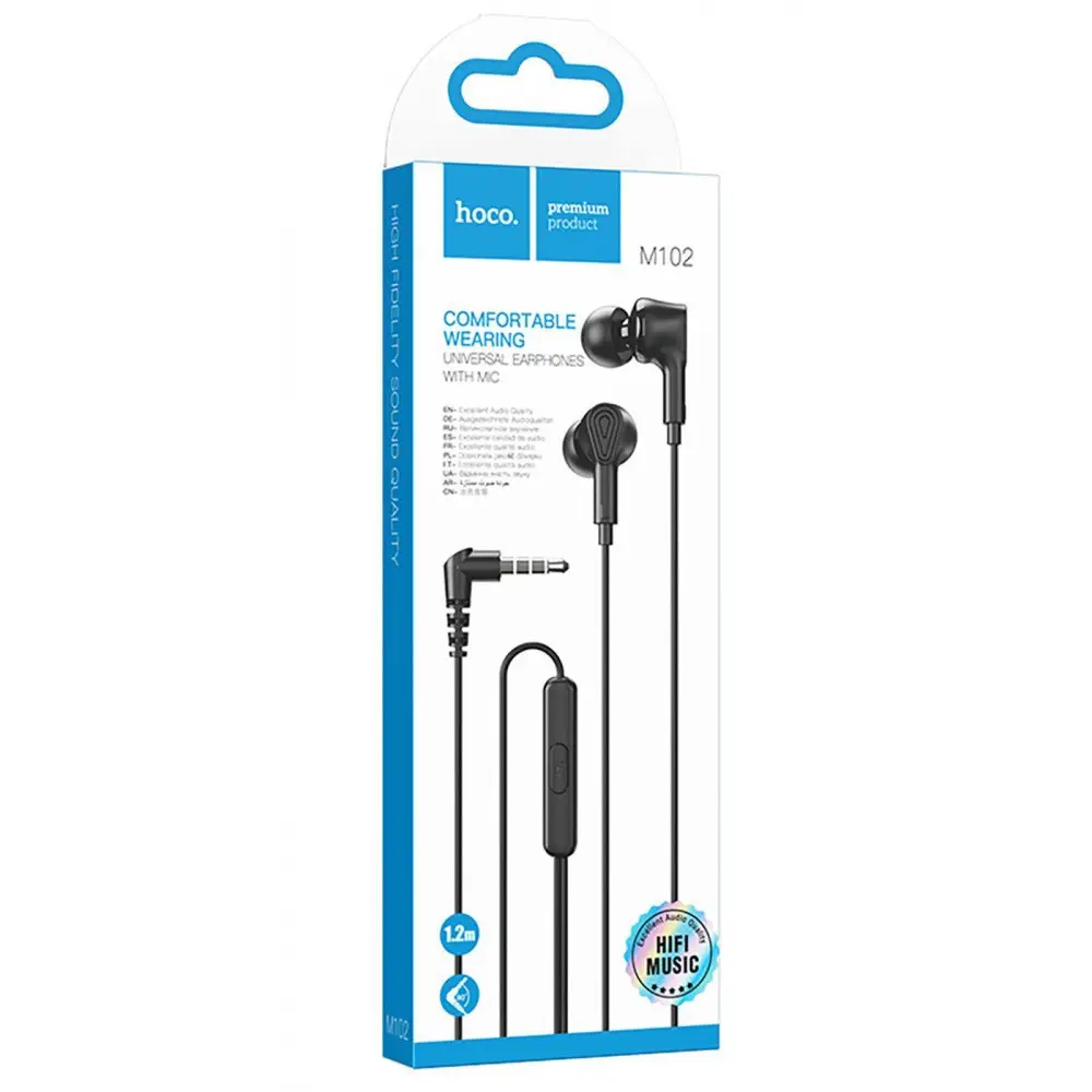 Навушники Hoco M102 Ingenious universal з мікрофоном 3.5mm (Чорний)