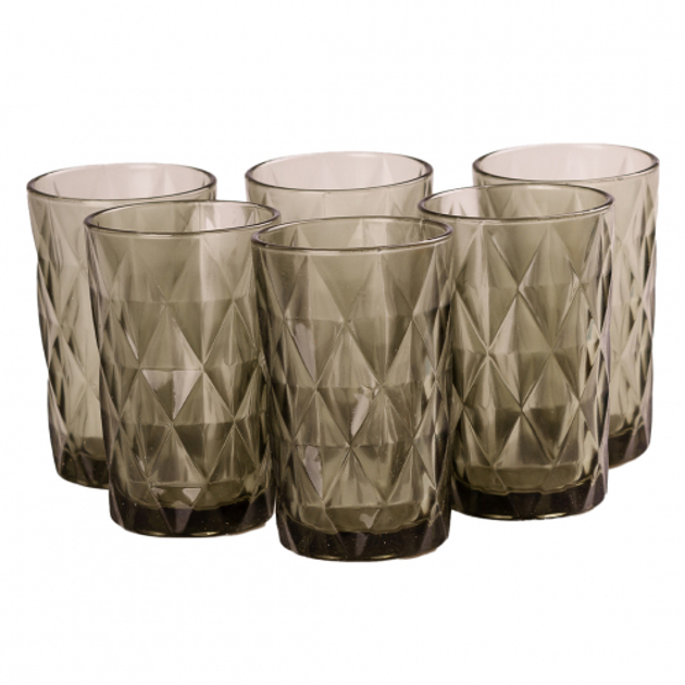 Set of tall glasses of thick glass 6 pieces, gray
