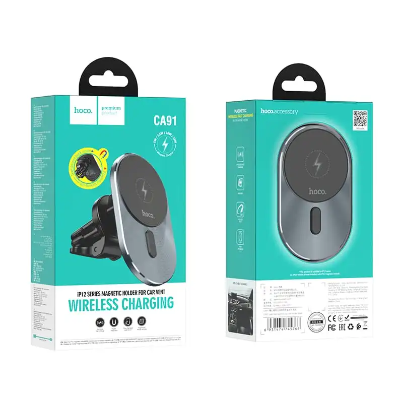Hoco CA91 magnetic car holder with 15W wireless charging