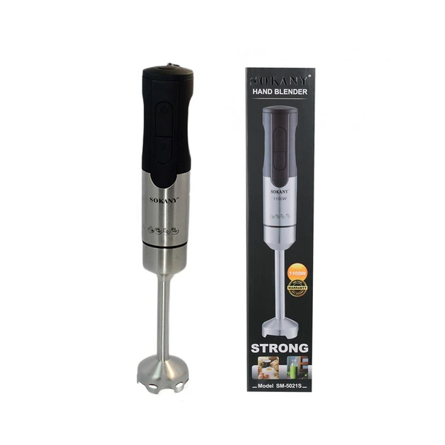 Sokany SM-5021S hand-held immersion blender made of stainless steel, lightweight, black