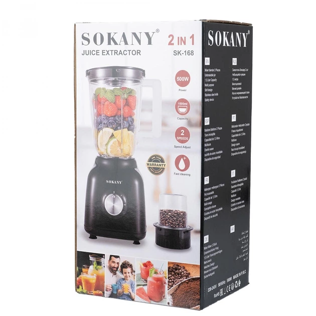 Blender with 1.5 liter bowl Sokany SK-168 with coffee grinder, black