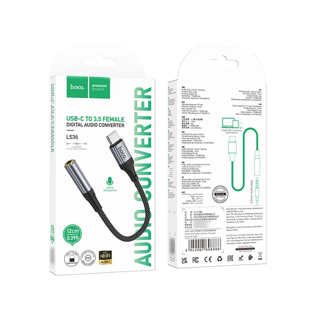 Адаптер перехідник Hoco LS36 Type-C to Jack 3.5 (F)чорний