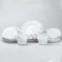 Chamomile ceramic dinner set for 6 people, white