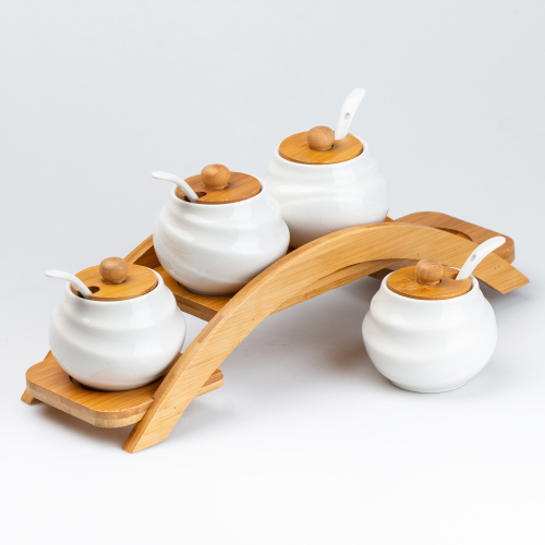 Set of spice jars 34*11*10 cm with lids and spoons