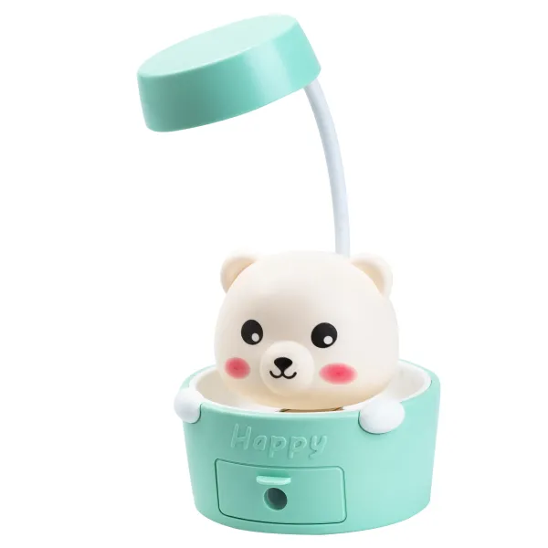 Cute Pets children's table lamp with pencil sharpener, blue