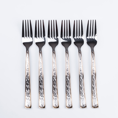 Set of 6 stainless steel table forks, chrome