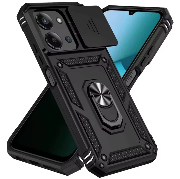 Armored Ring Magnetic Separate Camera Cover Xiaomi Redmi 10C black